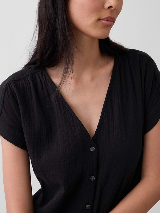 Gap Cotton Gauze Drop-Waist Shirtdress — photo 5