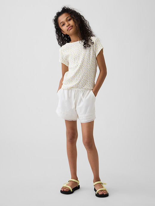 Gap Kids Linen-Cotton Lace-Trim Easy Shorts — photo 1