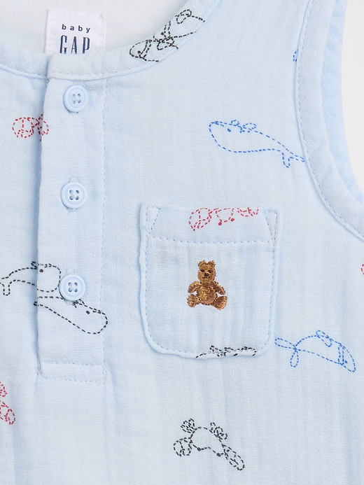 Gap Baby Cotton Gauze Henley Pocket Tank Bodysuit — photo 4