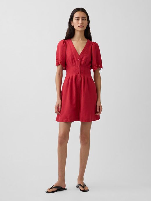Gap Linen-Blend Cinched Mini Shirtdress — photo 1
