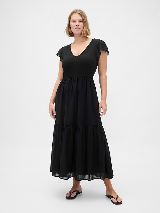 Gap Modern Mixed Media Ruffle Maxi Dress — photo 6