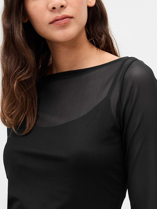 Gap Mesh Boatneck Mini Dress — photo 5