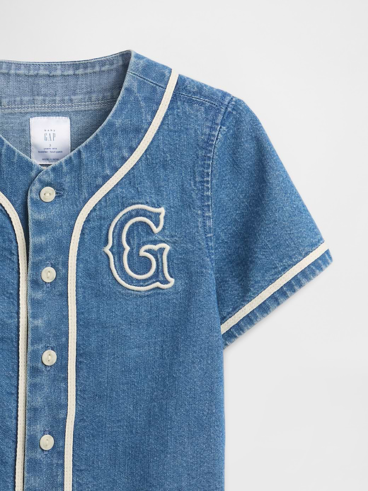 Gap Baby & Toddler Denim Varsity Logo Baseball Shirt — photo 5