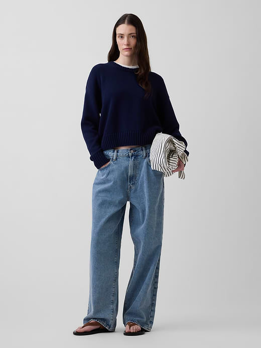 Gap 100% Cotton Oversized Crop Sweater — photo 3