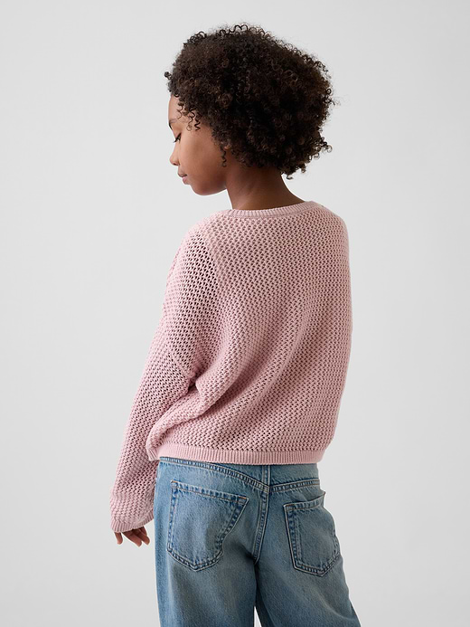 Gap Kids 100% Cotton Crochet Oversized Graphic Sweater — photo 4