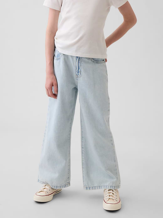 Gap Kids High Rise Stride Wide-Leg Ankle Jeans — photo 4