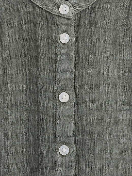 Gap Cotton Gauze Oversized Collarless Shirt — photo 5