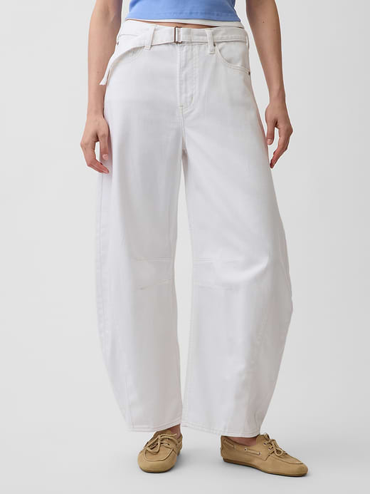 Gap High Rise UltraSoft Belted Horseshoe Jeans — photo 3