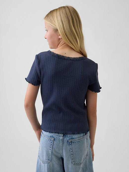 Gap Kids Pointelle Rib Button-Front T-Shirt — photo 4