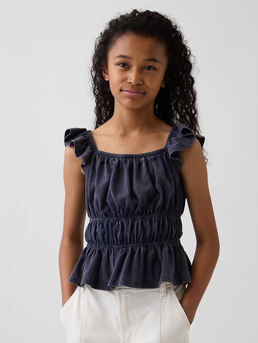 Gap Kids Flutter-Sleeve Smocked Peplum Top — photo 1