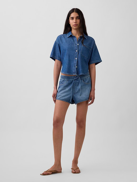 Gap Mid Rise UltraSoft Denim Easy Dolphin Shorts — photo 1