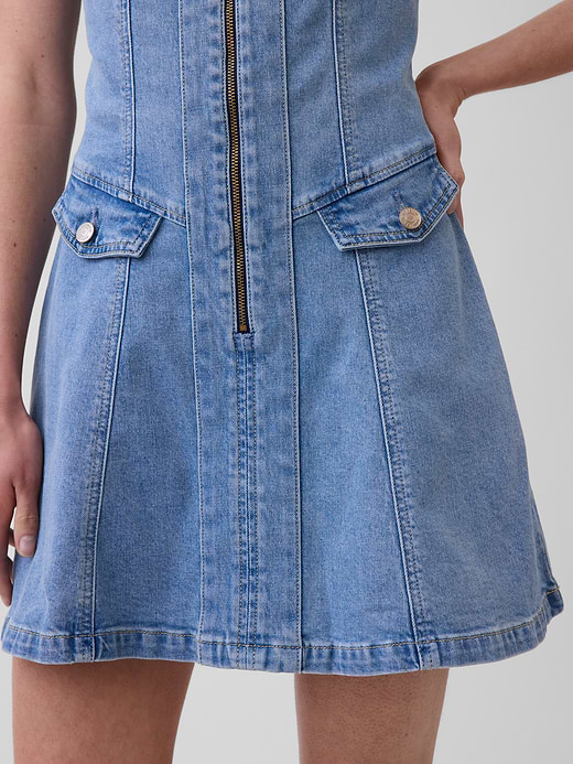Gap Denim Seamed Zip-Front Mini Dress — photo 5