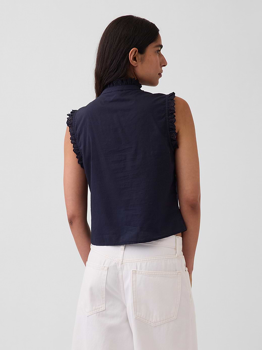 Gap Lace-Trim Pintuck Button-Front Top — photo 4