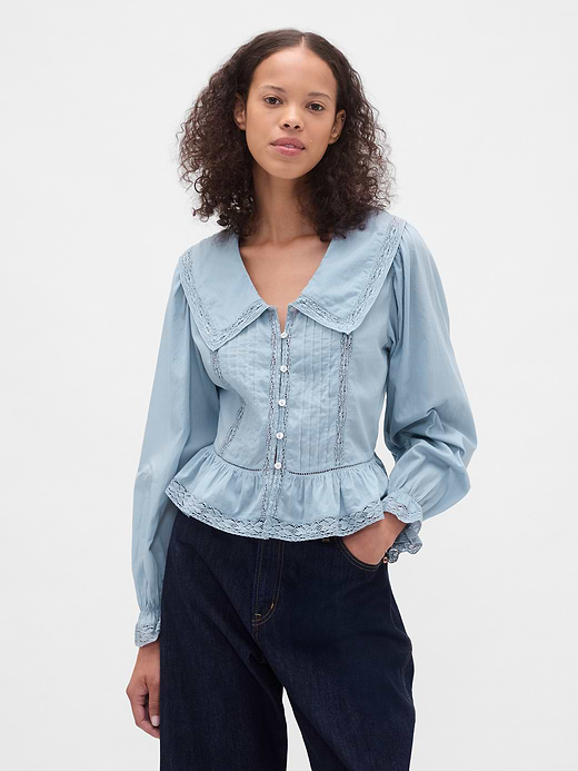Gap Collared V-Neck Peplum Top — photo 1
