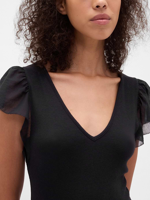 Gap Modern Mixed Media Ruffle Maxi Dress — photo 5