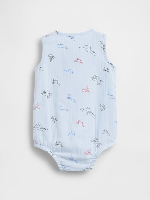 Gap Baby Cotton Gauze Henley Pocket Tank Bodysuit — photo 3