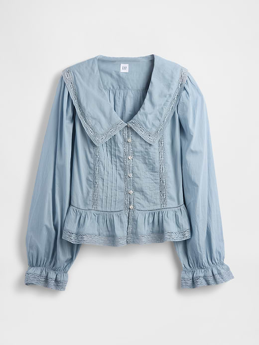 Gap Collared V-Neck Peplum Top — photo 6