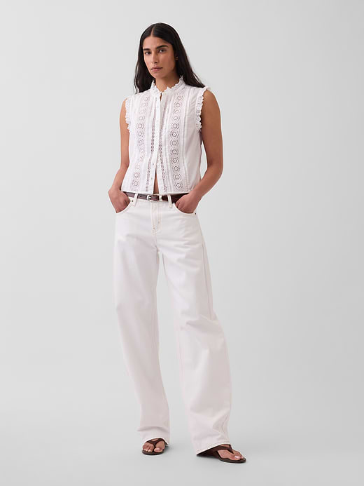 Gap Lace-Trim Pintuck Button-Front Top — photo 3