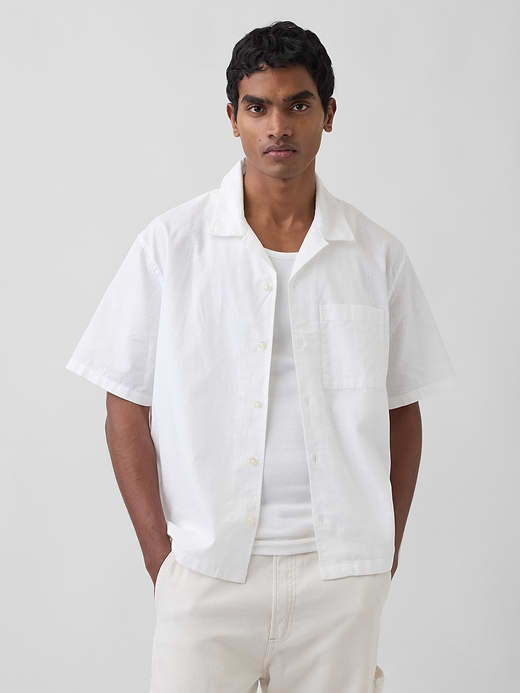 Gap Linen-Cotton Relaxed Straight-Hem Shirt — photo 1