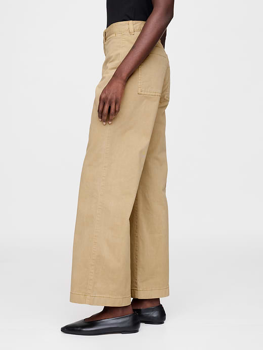 Gap High Rise Stride Wide-Leg Ankle Khakis — photo 4