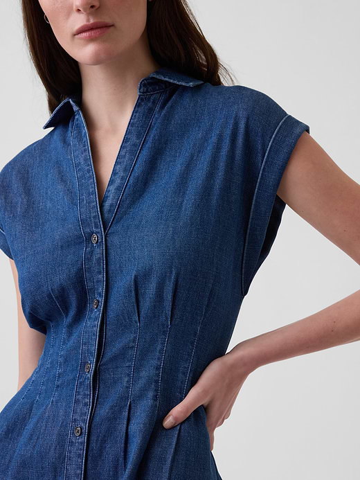 Gap Denim Pleated Mini Shirtdress — photo 5