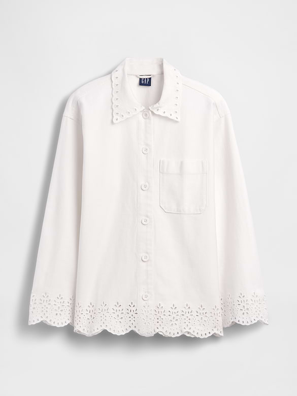 Gap Eyelet Hem Relaxed Shirt Jacket — photo 7
