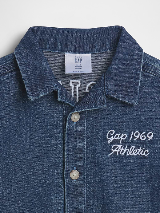 Gap Baby Gingham Denim Colorblock Shorty One-Piece — photo 4