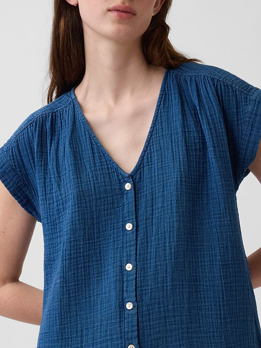 Gap Cotton Gauze Drop-Waist Shirtdress — photo 5