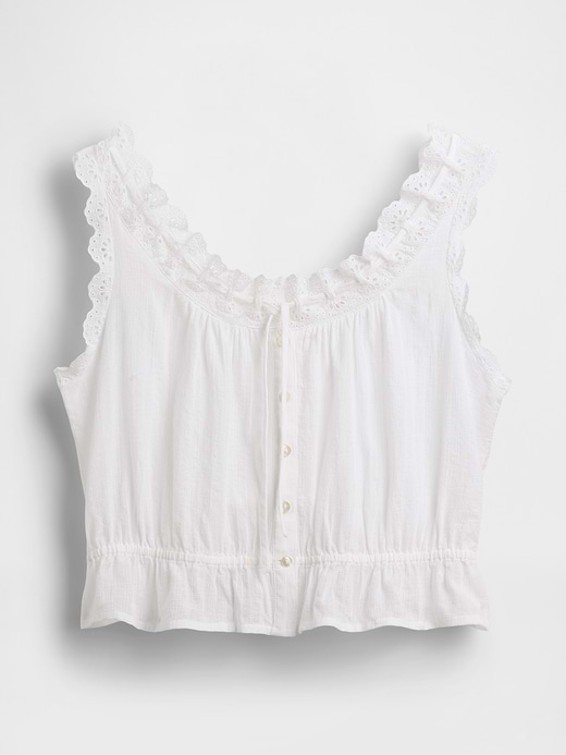 Gap Eyelet Tie-Front Crop Peplum Top — photo 6