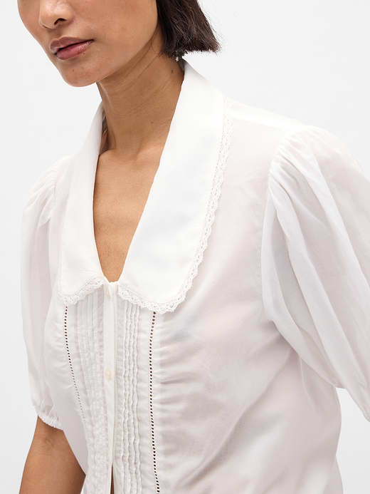 Gap Puff-Sleeve Collared Top — photo 5
