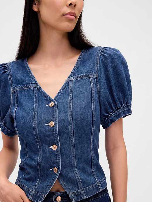 Gap Puff-Sleeve Seamed Top — photo 5
