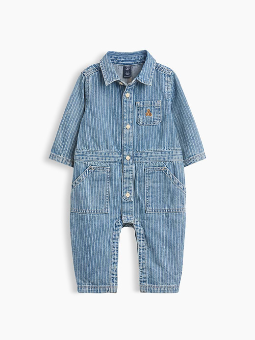 Gap Baby Denim Stripe Utility One-Piece — photo 1