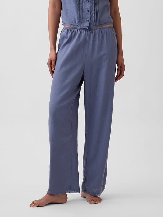 Gap Linen-Blend Lace-Hem PJ Pants — photo 3
