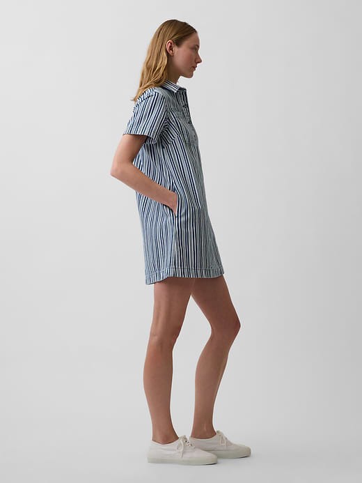Gap Denim Stripe Popover Mini Dress — photo 4