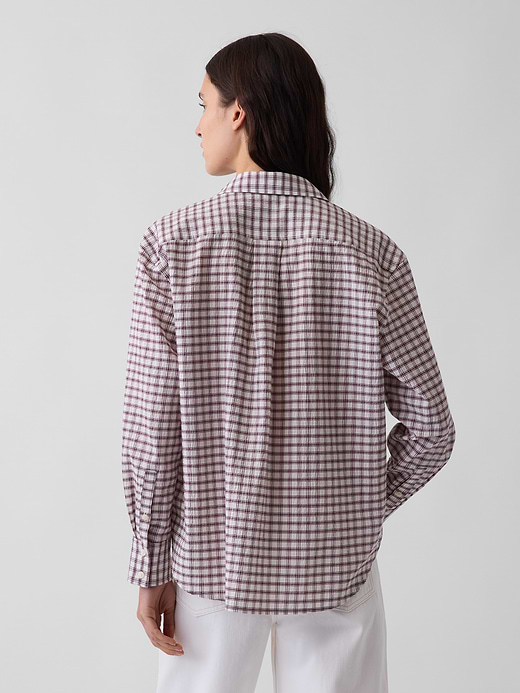 Gap Seersucker Plaid Oversized Shirt — photo 4