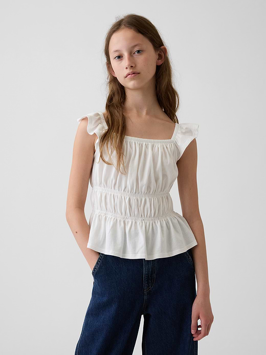 Gap Kids Flutter-Sleeve Smocked Peplum Top — photo 1