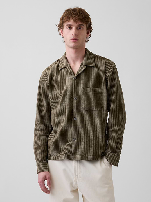 Gap Dobby Stripe Relaxed Straight-Hem Shirt — photo 1