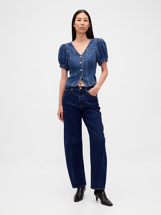 Gap Puff-Sleeve Seamed Top — photo 3