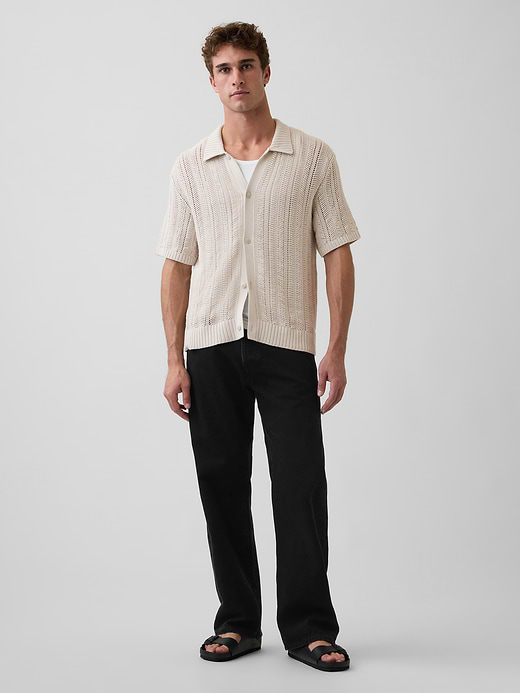 Gap Herringbone Crochet Sweater Shirt — photo 3