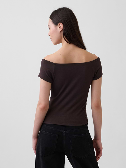 Gap CloseKnit Jersey Off-Shoulder Crop T-Shirt — photo 4