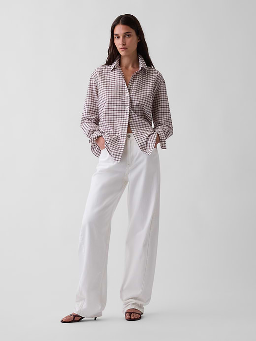 Gap Seersucker Plaid Oversized Shirt — photo 3
