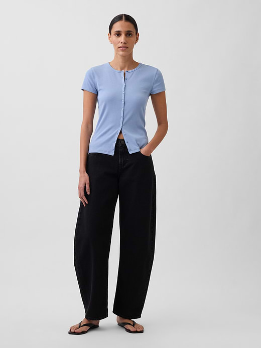 Gap Modern Rib Button-Front Crew T-Shirt — photo 3