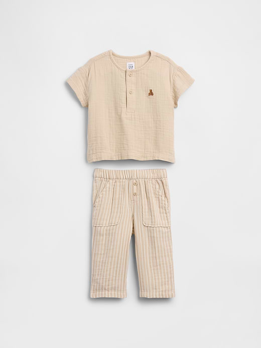 Gap Baby Cotton Gauze Henley Outfit Set — photo 1