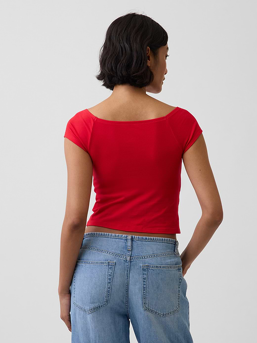 Gap CloseKnit Jersey Off-Shoulder Crop T-Shirt — photo 4