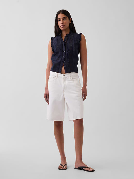 Gap Lace-Trim Pintuck Button-Front Top — photo 3