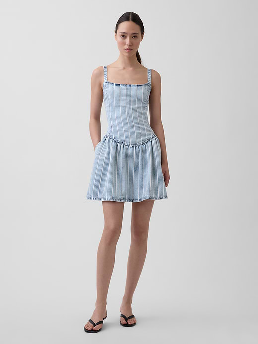 Gap UltraSoft Denim Stripe Drop-Waist Mini Dress — photo 1