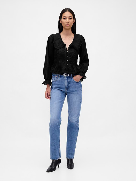 Gap Collared V-Neck Peplum Top — photo 3