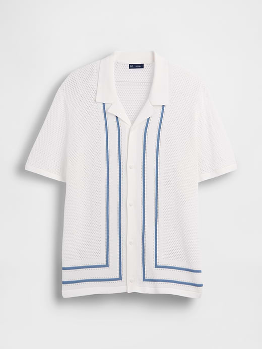 Gap Stripe Camp Collar Sweater Shirt — photo 6