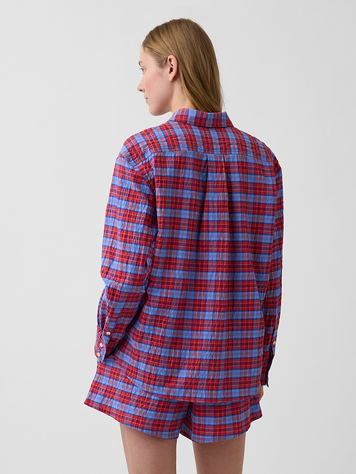 Gap Seersucker Plaid Oversized Shirt — photo 4