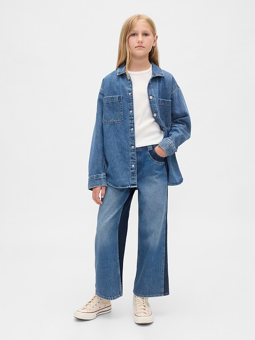 Gap Kids High Rise Stride Wide-Leg Ankle Jeans — photo 1